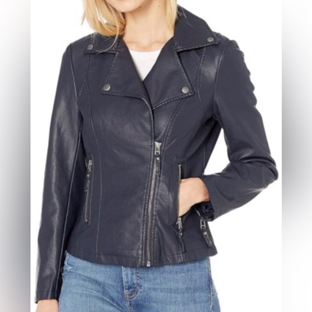 Max Studio Jacket - Women’s Deep Burgundy, Vegan Leather, Moto Jacket. Size Sm - Picture 2 of 9